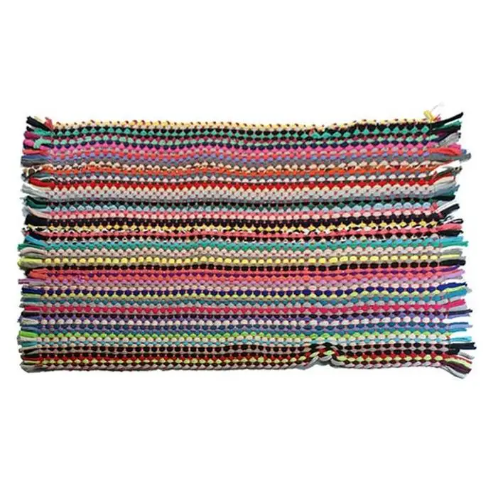 C.A - Alfombras Trenzadas, Alfombra de algodón Reversible,  Lavable con Deslizamiento, Alfombra Tejida a Rayas Multicolor a Prueba de Tierra para Dormitorio, Sala de Estar, Cocina y lavandería