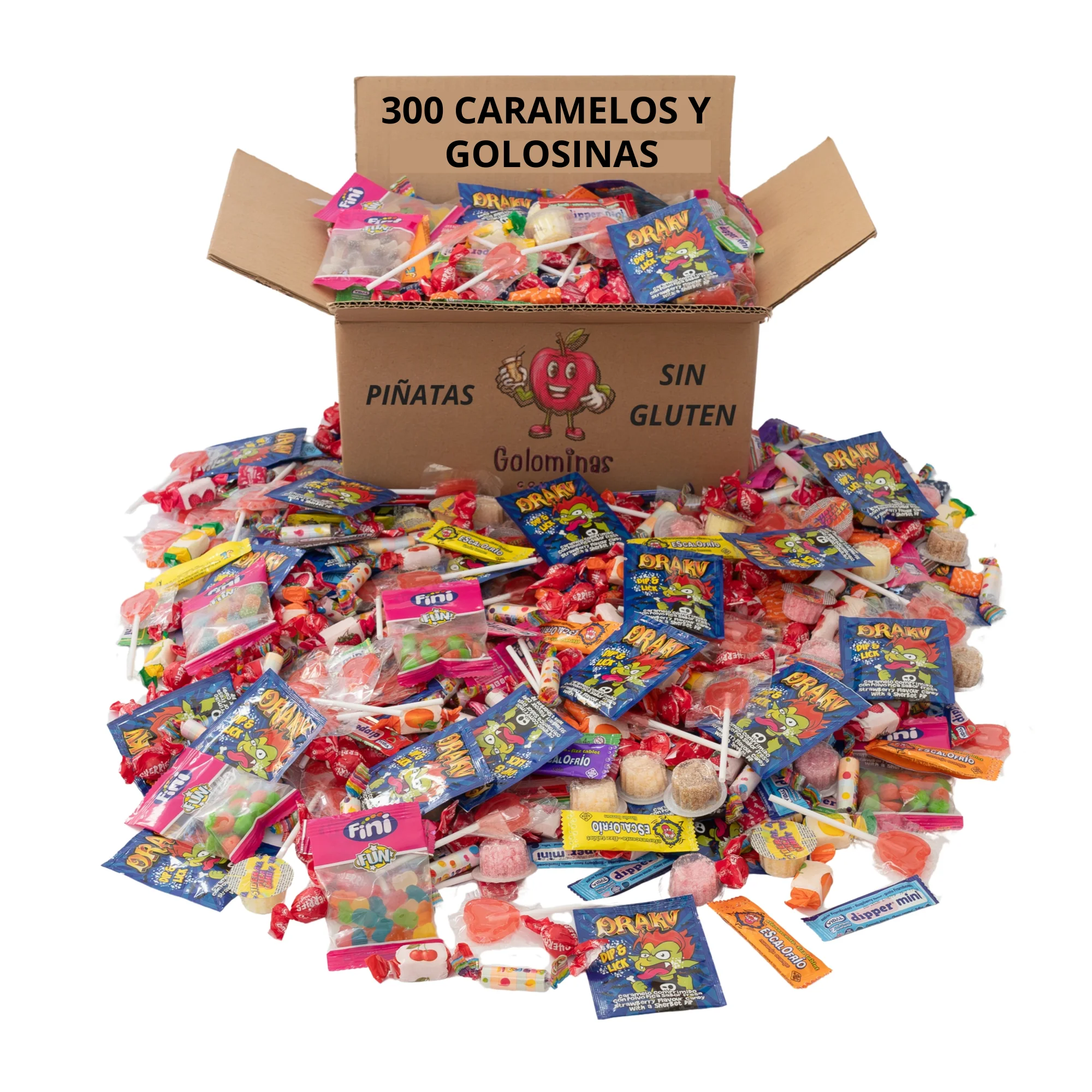 Mega Pack de 300 Chuches Fini sin Gluten ni Lactosa | 30 Bolsitas Individuales para Cumpleaños, Piñatas y Fiestas Infantiles relleno para piñata de cumpleaños