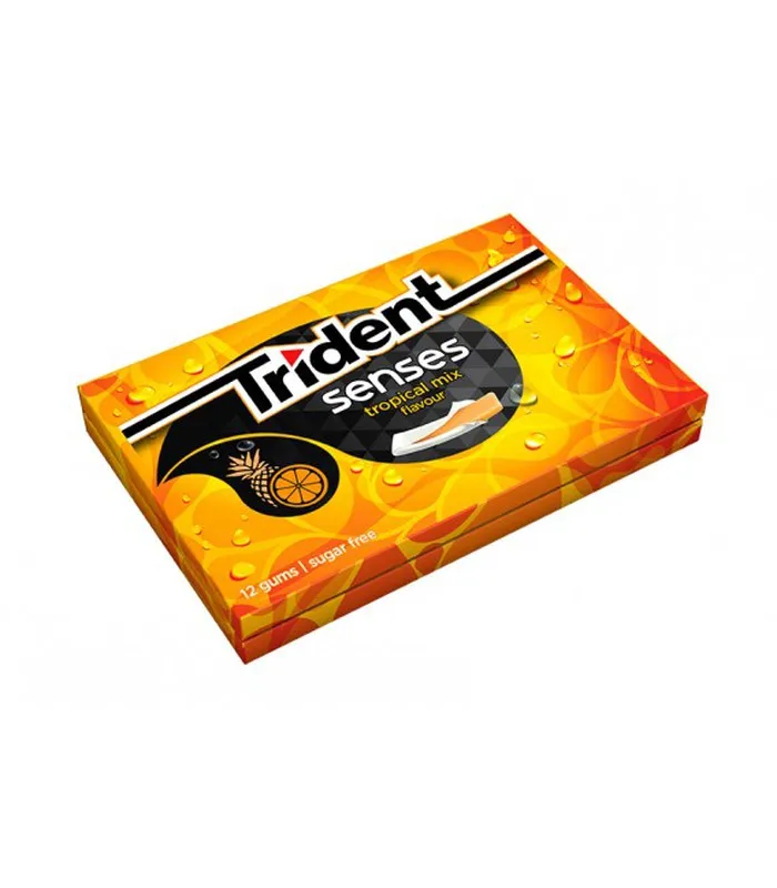 Trident senses sugar free chewing gum with tropical flavor peppermint berry watermelon 23g*12