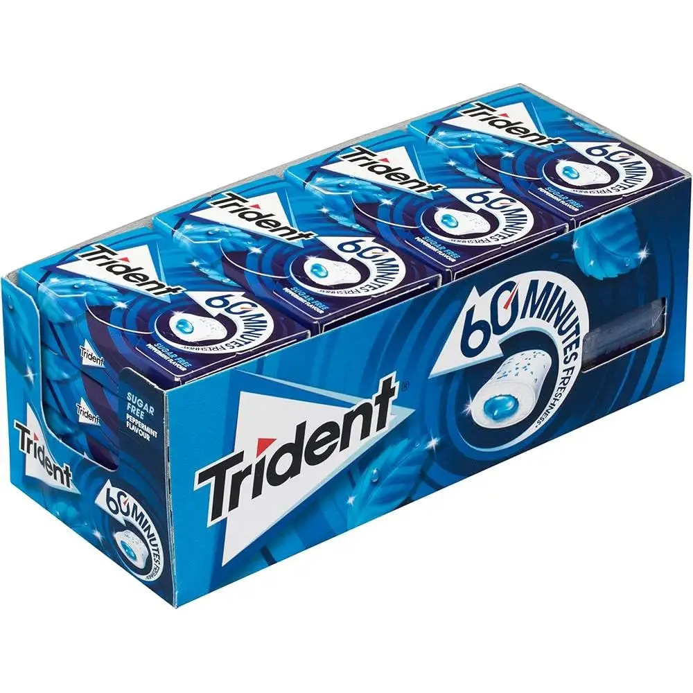 Trident sugar-free chicles 60 minutes mint box 16 units