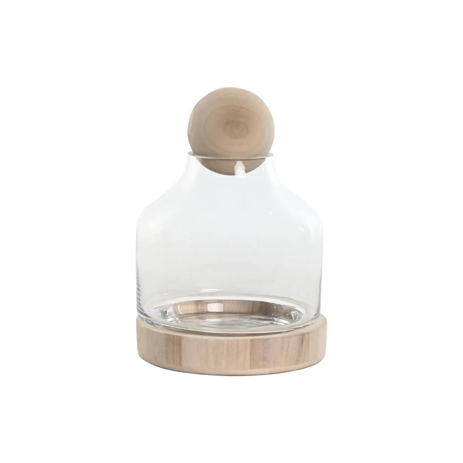 JARRON CRISTAL MADERA 18X18X24 CON BOLA NATURAL JR213162 - EL MEJOR COMPLEMENTO PARA TU HOGAR FIJALO
