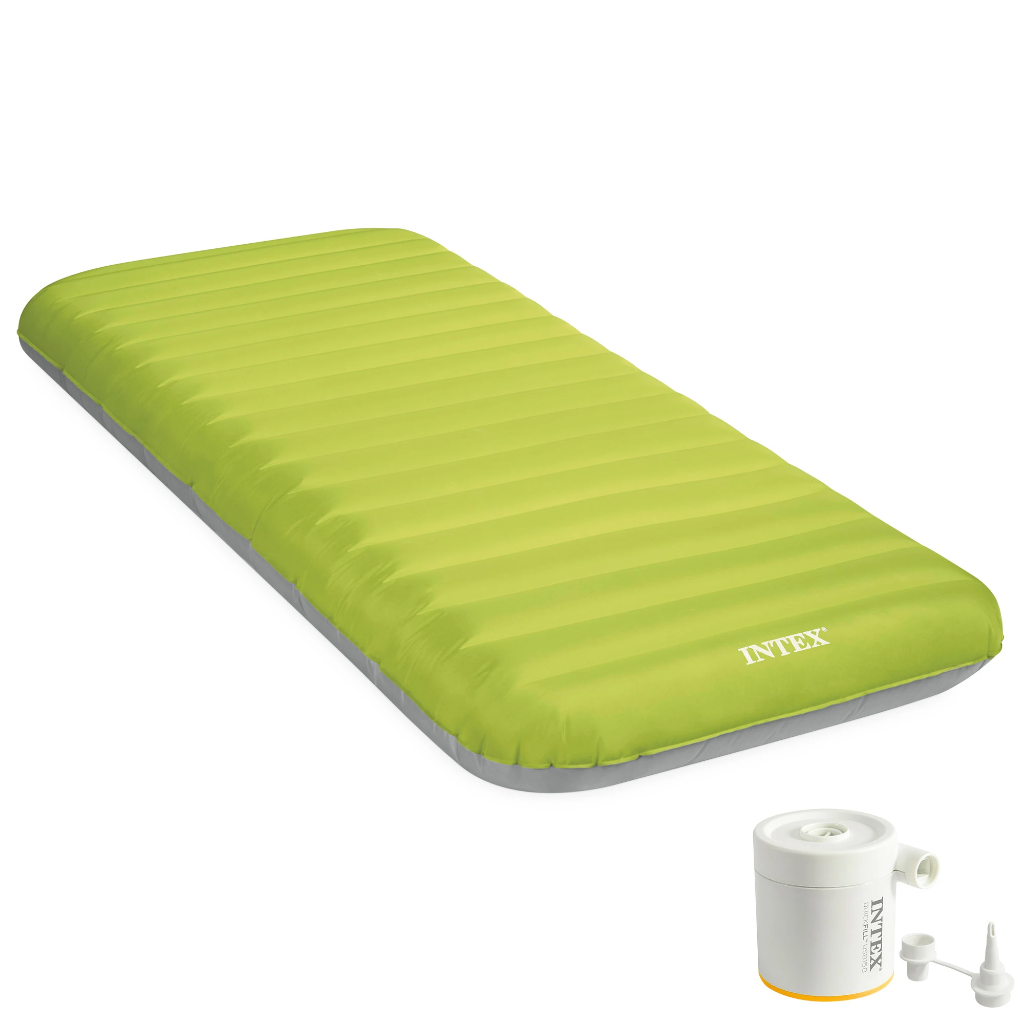 INTEX - Colchón inflable individual, camping Mat, 76x191x17 cm, construcción Fiber-tech, hinchador eléctrico incluido, fabricado con TPU reciclable, cama plegable inflable, colchón de aire