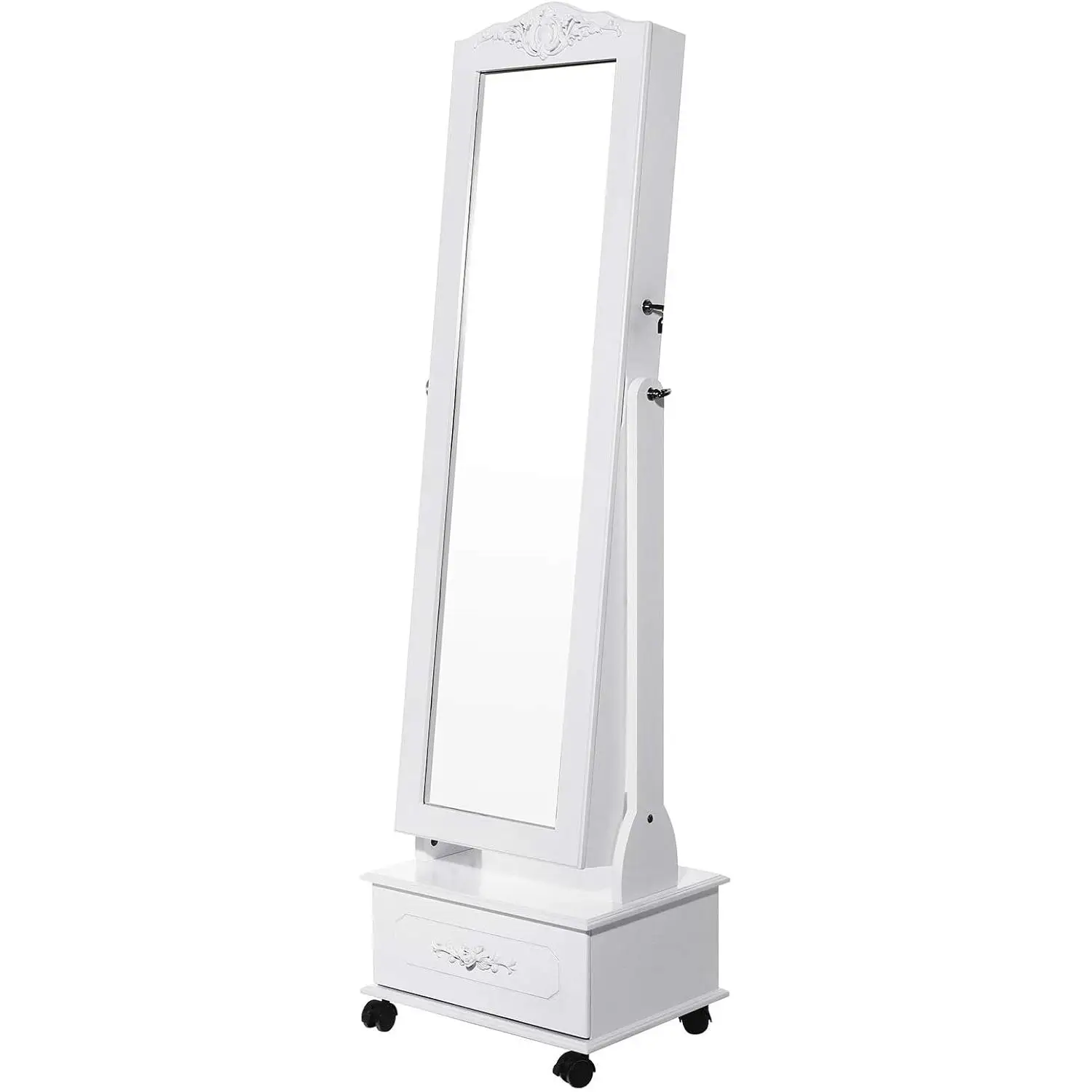 SONGMICS JBC61W - Espejo Joyero, Armario con LED, Organizador de Joyerías, Blanco