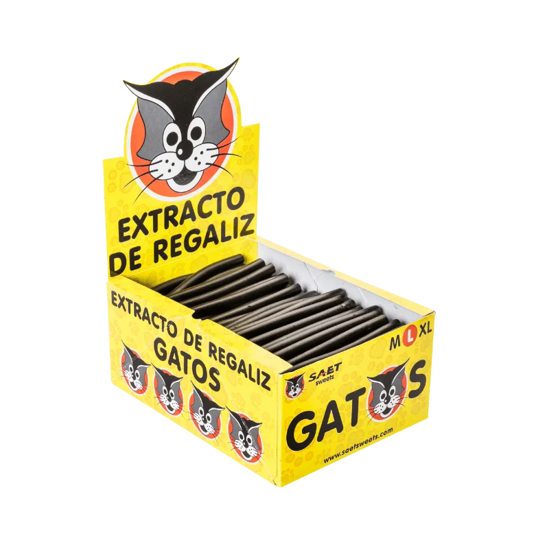 Extracto de Regaliz Gatos L - Regaliz GATOS Tamaño L - 200 Unidades - Regaliz Negra Gatos
