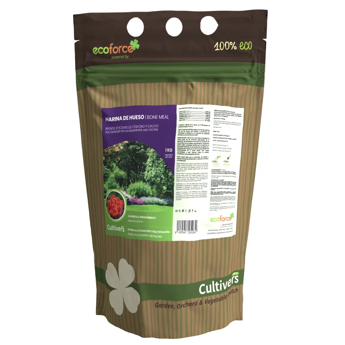 CULTIVERS Harina de Hueso 1 kg. Abono Plantas Ecológico. Aporta Fósforo y Calcio a los Cultivos. Fertilizante 100% Natural