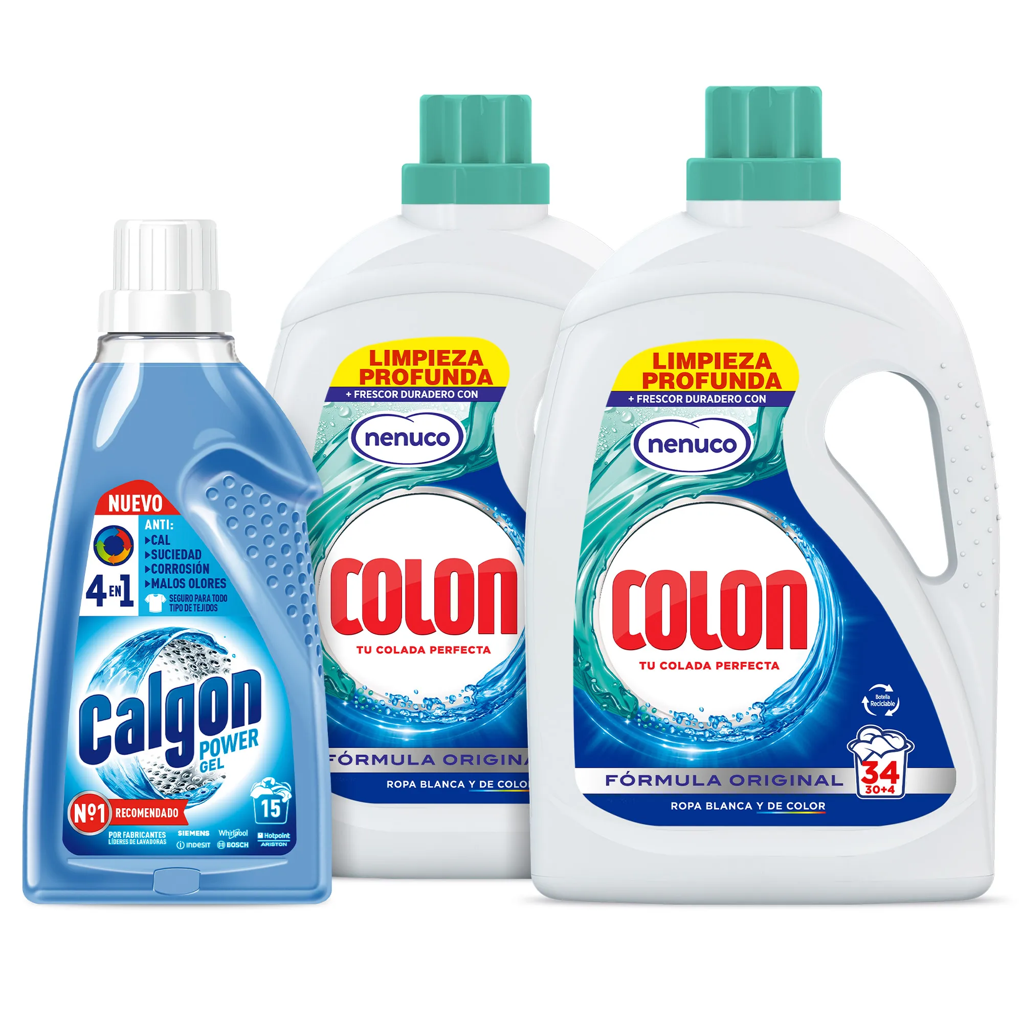 Colon Nenuco Detergente para la lavadora Gel 68 lavados + Calgon Gel Antical y Eliminación malos olores 15 lavados