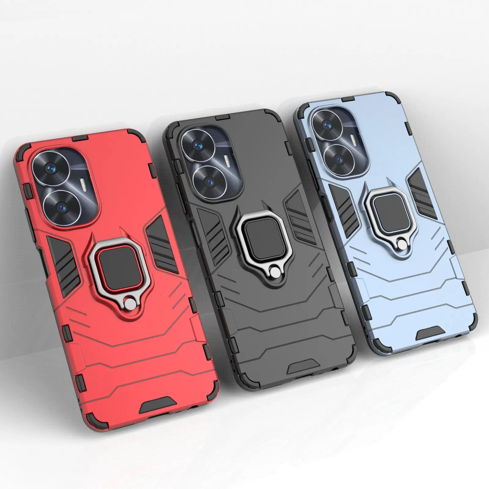 Max Power Digital Funda para móvil Realme C55 Carcasa Magnética con Anillo Imán Antigolpes Resistente Rígida Dura con Soporte [Tecnología de Absorción de Golpes] Perfecta Para Coche y Ver Multimedia