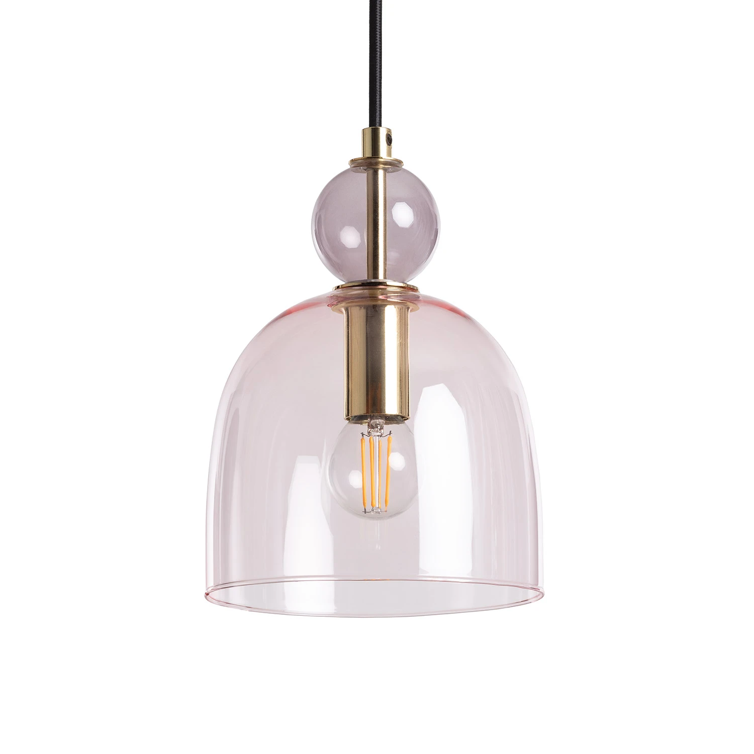 Ledkia Lámpara Colgante Metal y Cristal Mono-Baudelaire Rosa