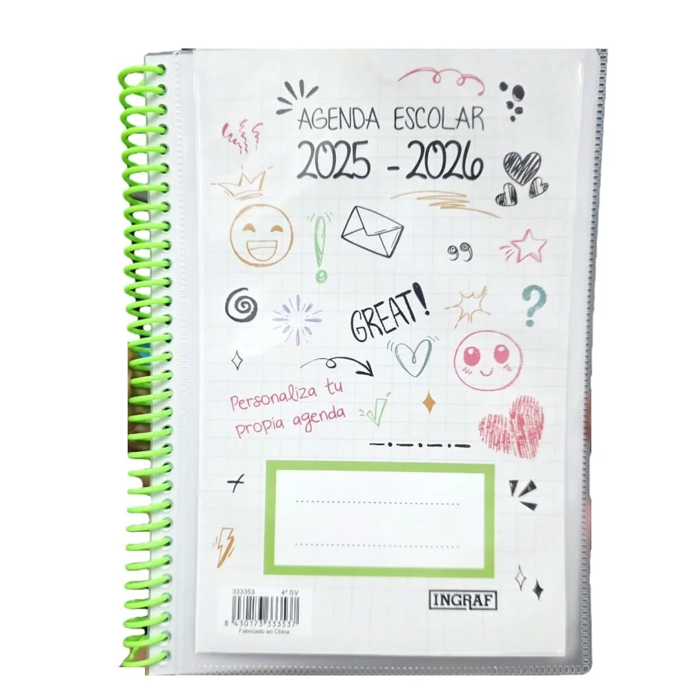 AGENDA ESCOLAR 2025-2026,AGENDA ESCOLAR 25-26TAMAÑO A5,TAPA DURA/PP,COLOR SURTIDO,CM,FESPU