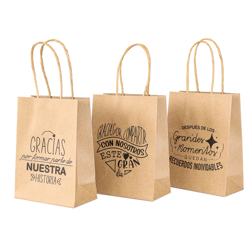 Pack of 12 to 42 Units of Gift Bags, 16cm, Wedding Ideas, Kraft Bags with Phrases to Give as a Gift, Wedding Guest Details, Baptism Gifts for Guests, Wedding Party Accessories, Original Gifts, Regalantes.Com