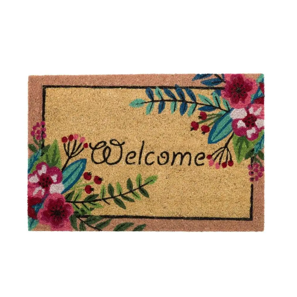 DAMDAM GO coconut fiber doormat 60x40 Oriental rose Rising Sun for entrance