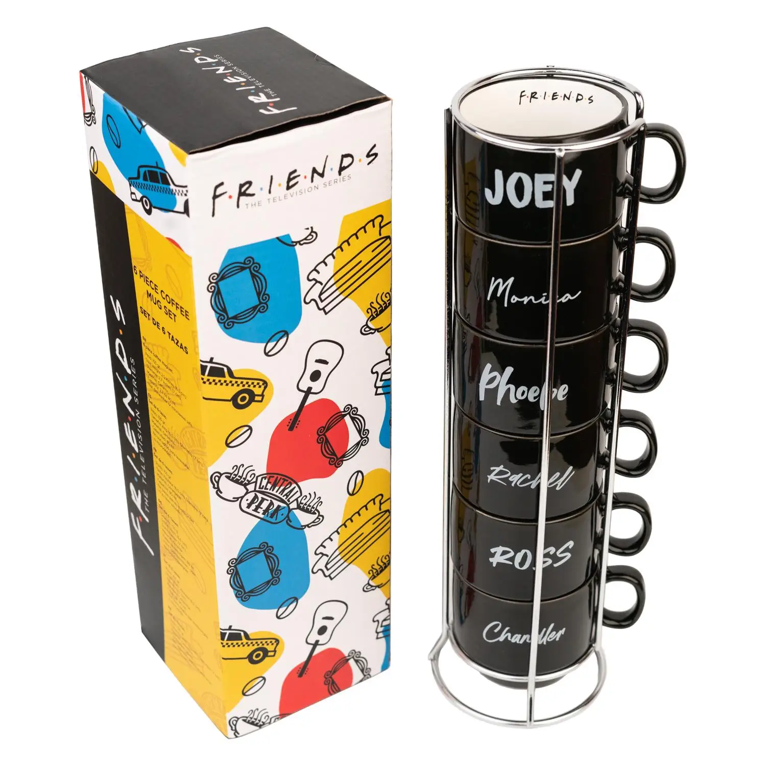 Grupo Erik Juego de tazas de café Friends con soporte - 6 tazas de café originales de porcelana - Taza 150 ml - merchandising - Producto con licencia oficial (STAZ001)