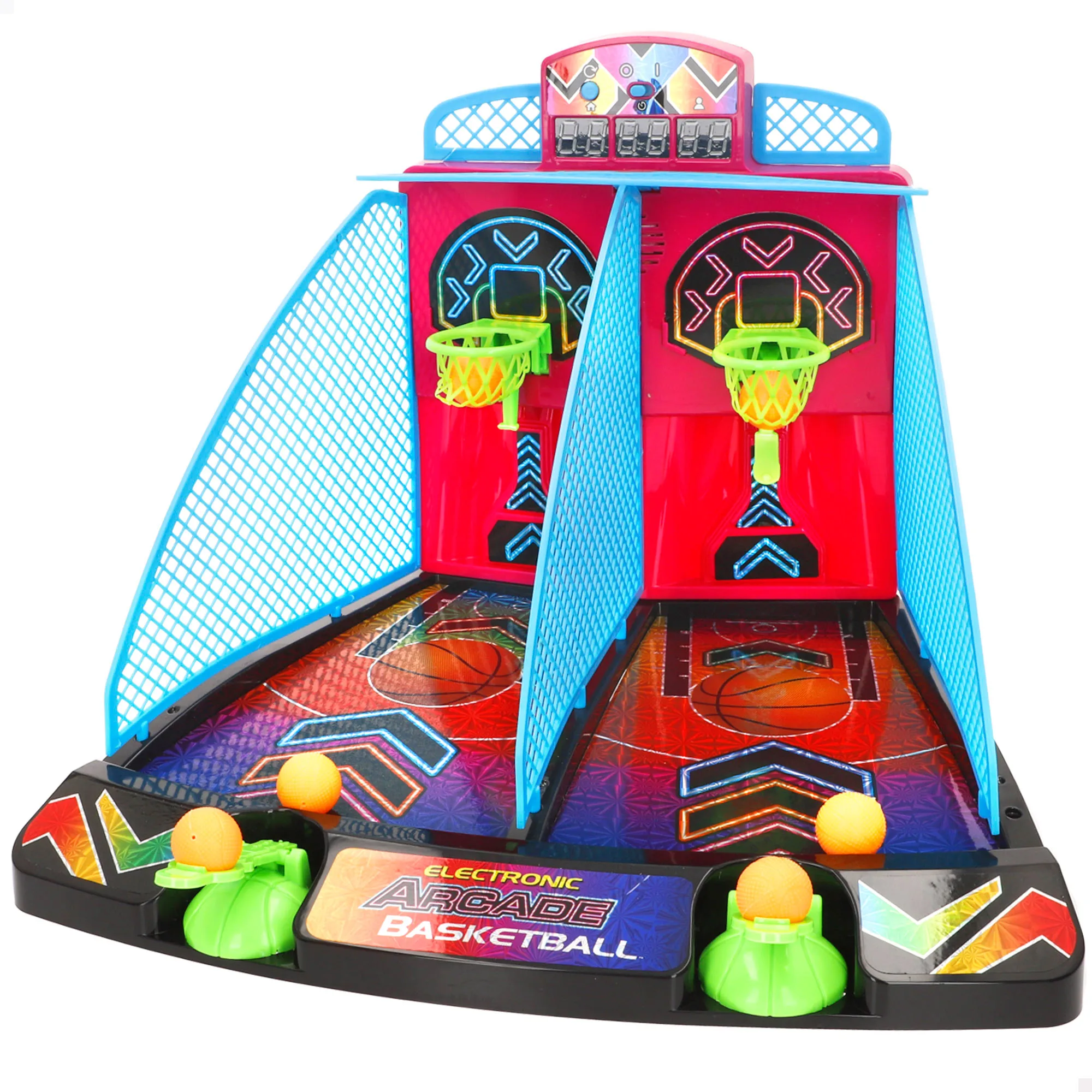 CB Games - Juego baket de mesa neón arcade con luces, sonido y marcador digital, diseño premium, edición coleccionista, juguetes retro, juegos de mesa electrónicos, juego de colección, niños a partir