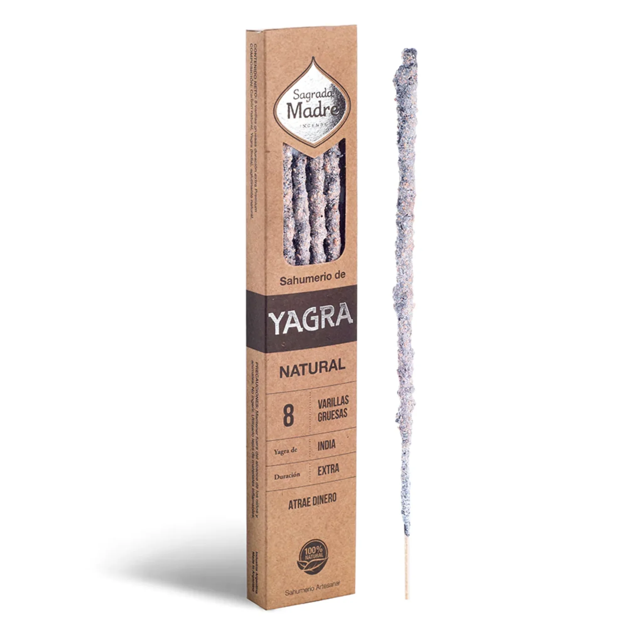 Sahumerio Natural de Yagra - Sagrada Madre (8 Varillas Gruesas) - Aromaterapia para el Hogar