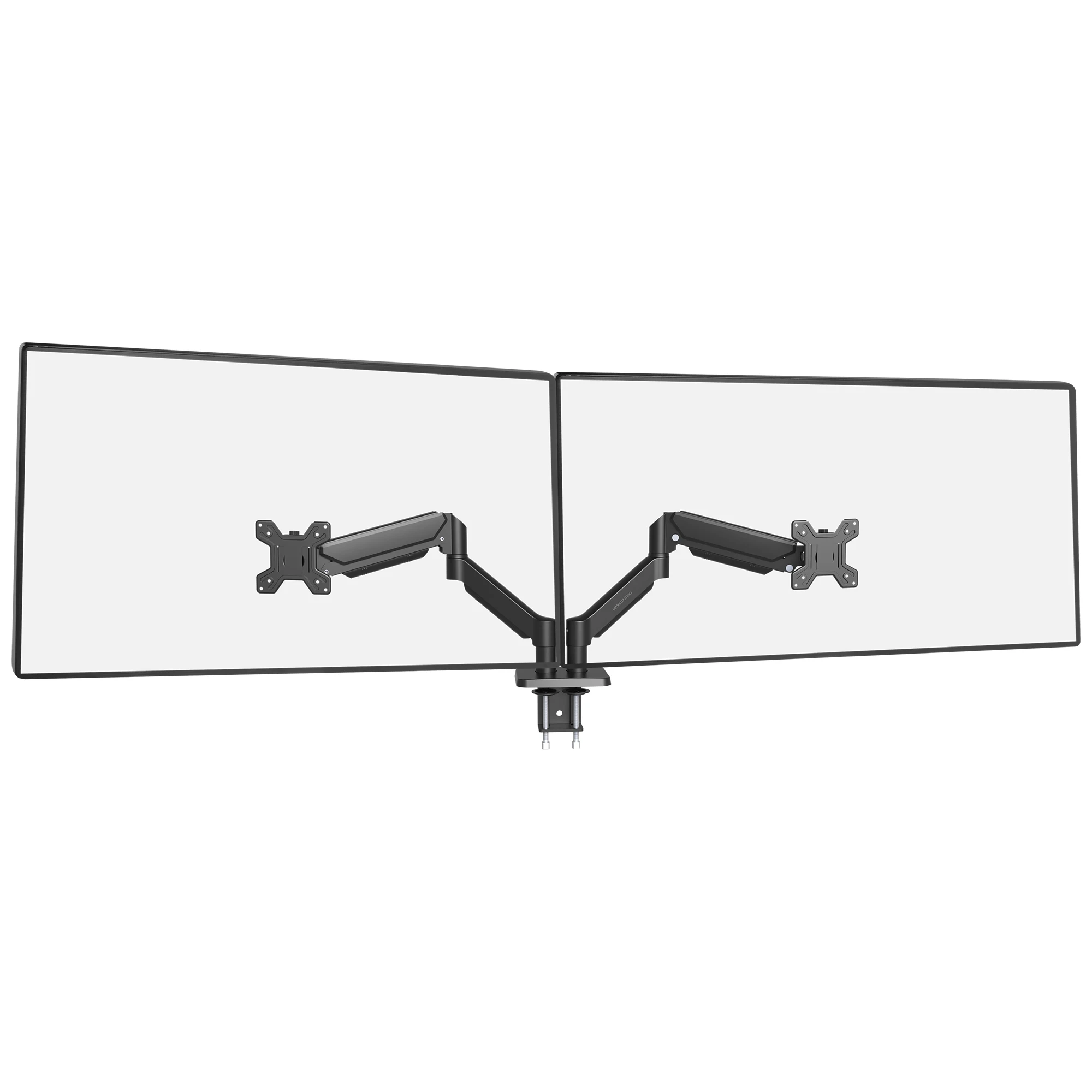 Mars Gaming MARM-PRO2, Soporte para Monitor Dual con Doble Muelle de Gas hasta 32”, Movimiento Articulado 360° y Altura Regulable, Compatible con VESA 75x75 y 100x100, Brazo de Monitor Negro o Blanco