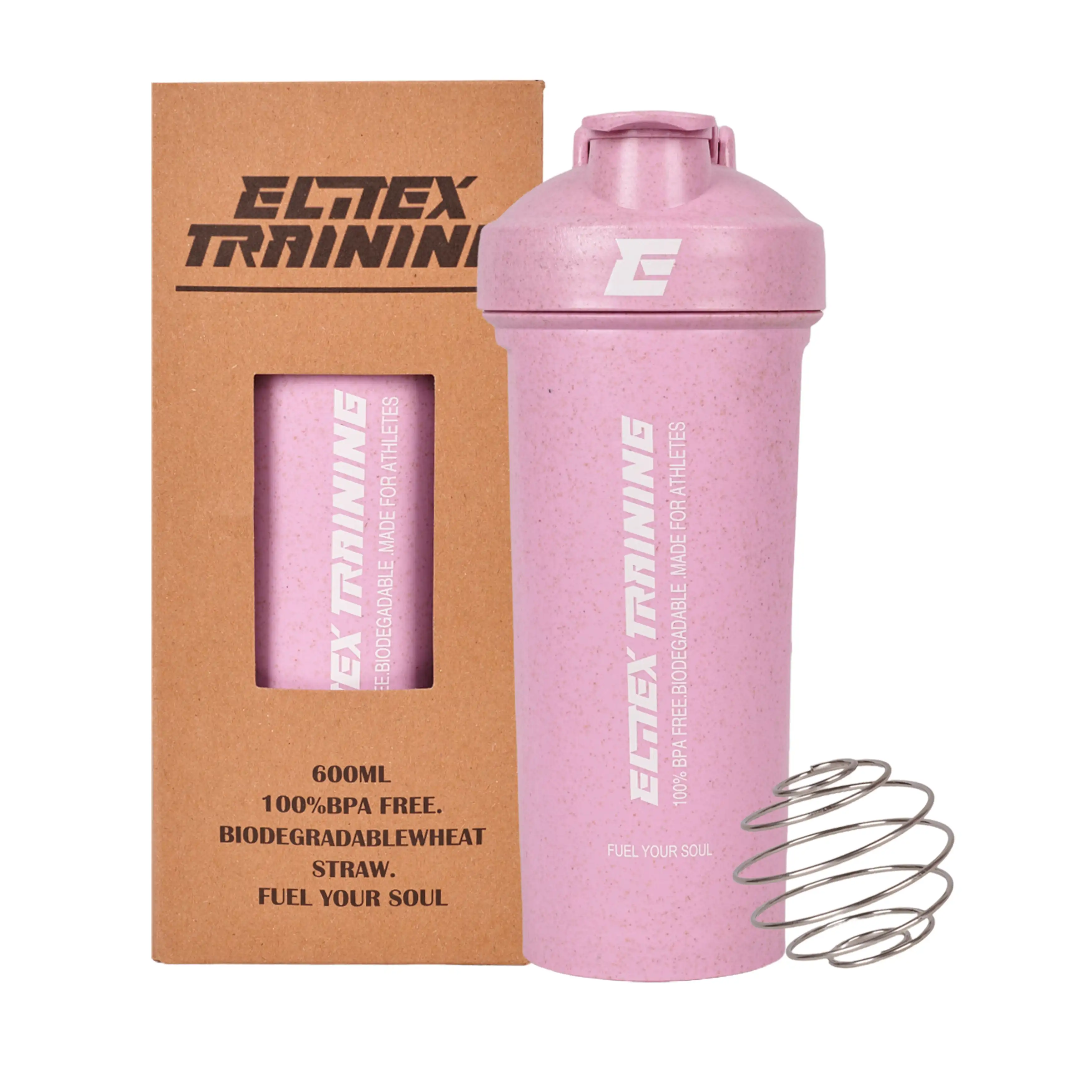 Elitex Training Eco-Shaker Sostenible de 600ml Rosa