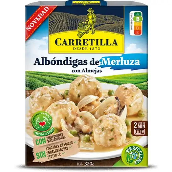 Carretilla Albóndigas de Merluza con Almejas 10 UDS de 320 GR (Sin Gluten,Sin Azúcares Añadidos y Sin Conservadores)