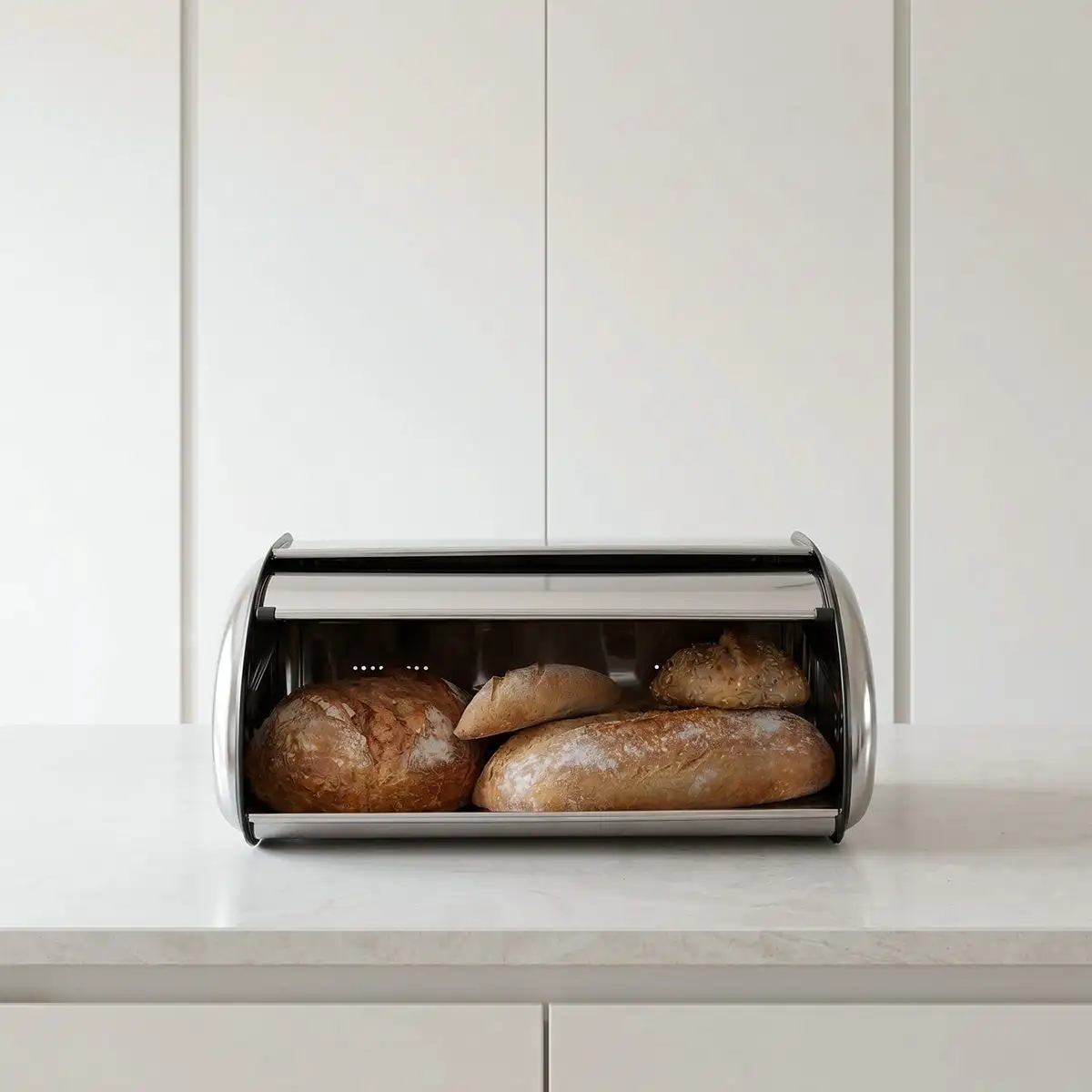 Lola Home Panera de acero inoxidable plateada de 42x27x18 cm
