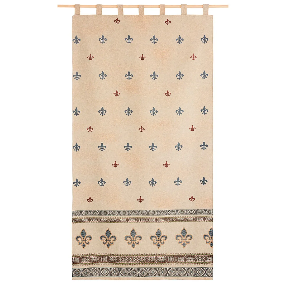 Cortina alpujarreña con trabillas FLOR DE LIS Nº52 de 140x260 cm, Cortina de puerta exterior, de Lanovenanube