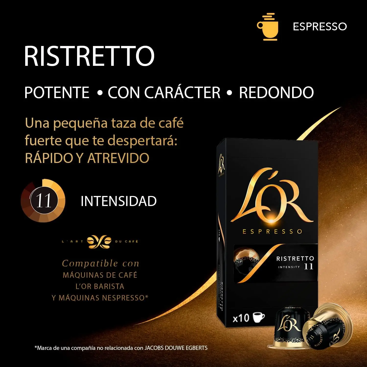 L'or ristretto coffee capsules intensity 11 (box of 100 capsules)