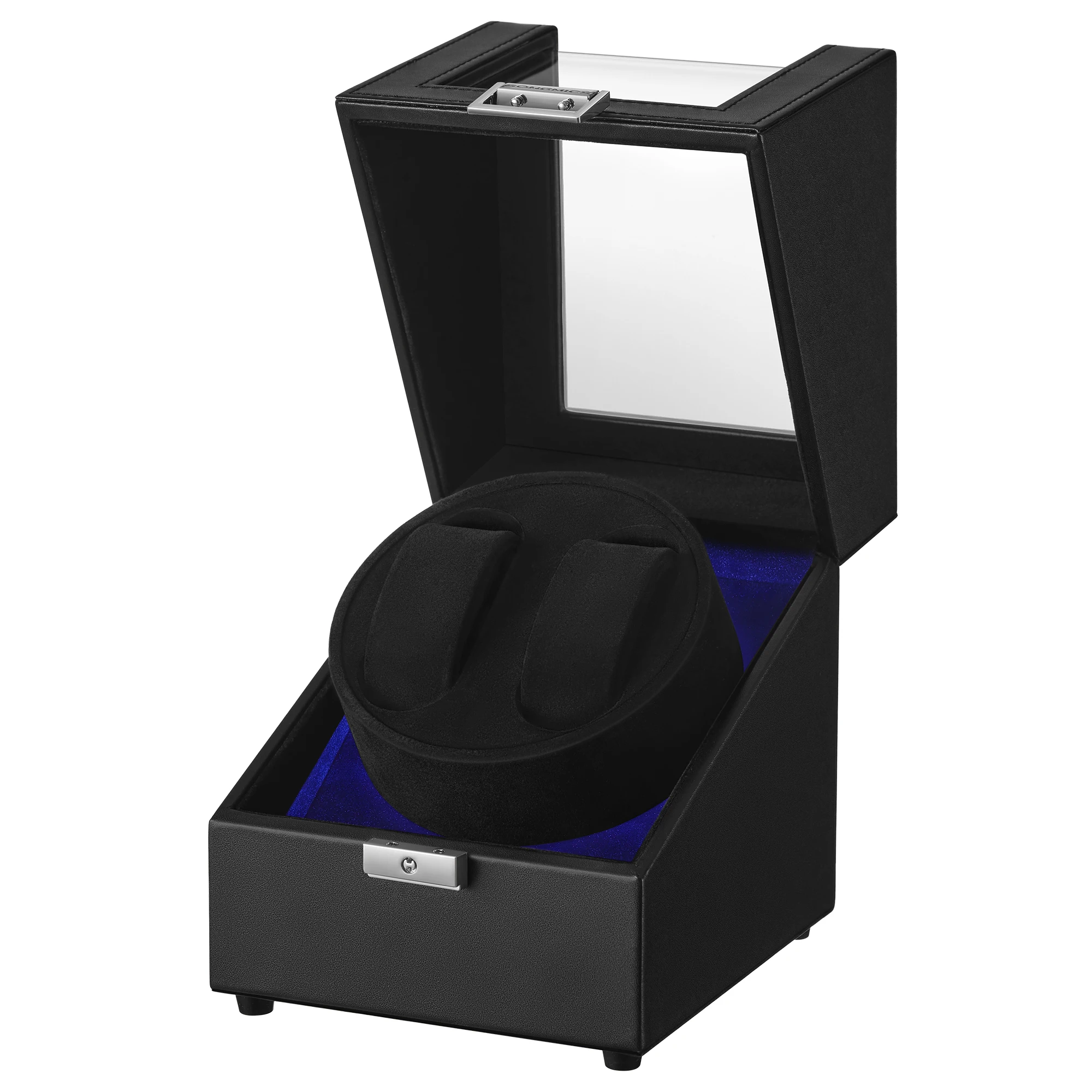SONGMICS Scatola Avvolgitore Automatico per Orologi con Motore Silenzioso, Natale, per Orologi Automatici, con Luce LED, Serratura, 4 Impostazioni di Avvolgimento, Cavo di Ricarica USB-C, Nero