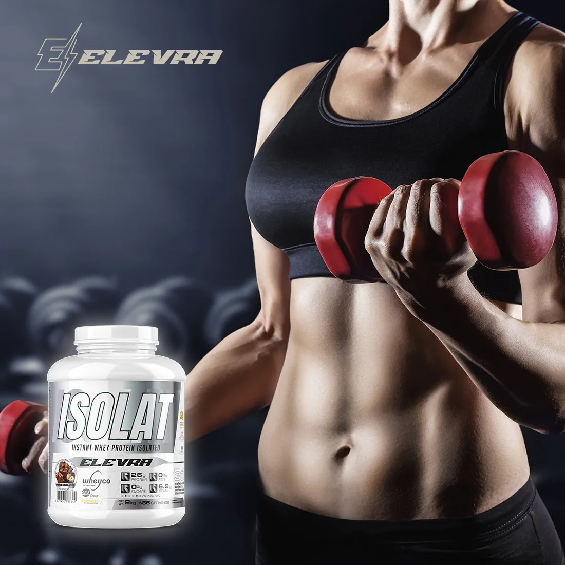 Elevra - pro isolate protein 2kg / our wheyco premium whey protein isolate formula ®   It is pure protein of high biological value and contains a complete profile of amino acids with bcaas that will help you increase your muscle mass