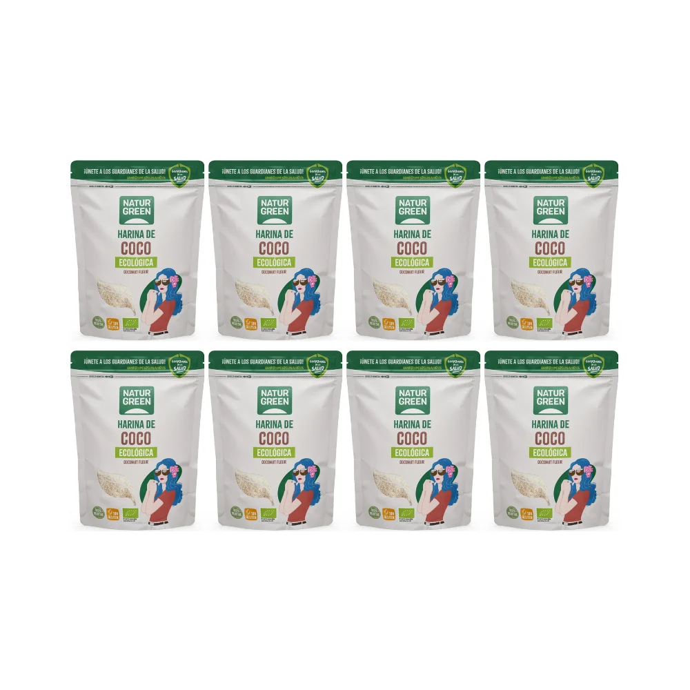 Pack 8X Naturgreen Organic Coconut Flour 500g - Rich in Fiber