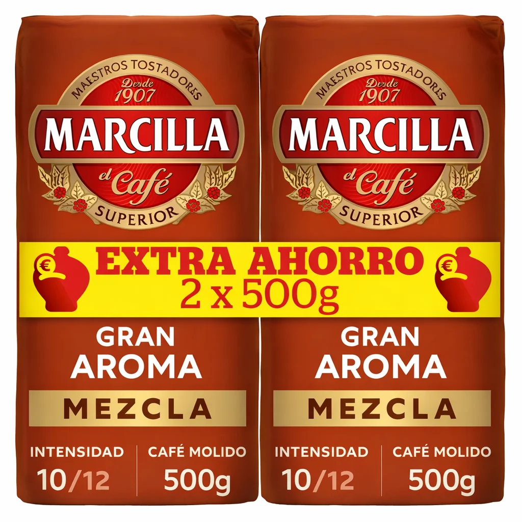 Marcilla Café Molido Gran Aroma Mezcla 500g - PACK AHORRO 2 UNIDADES - QUMIR