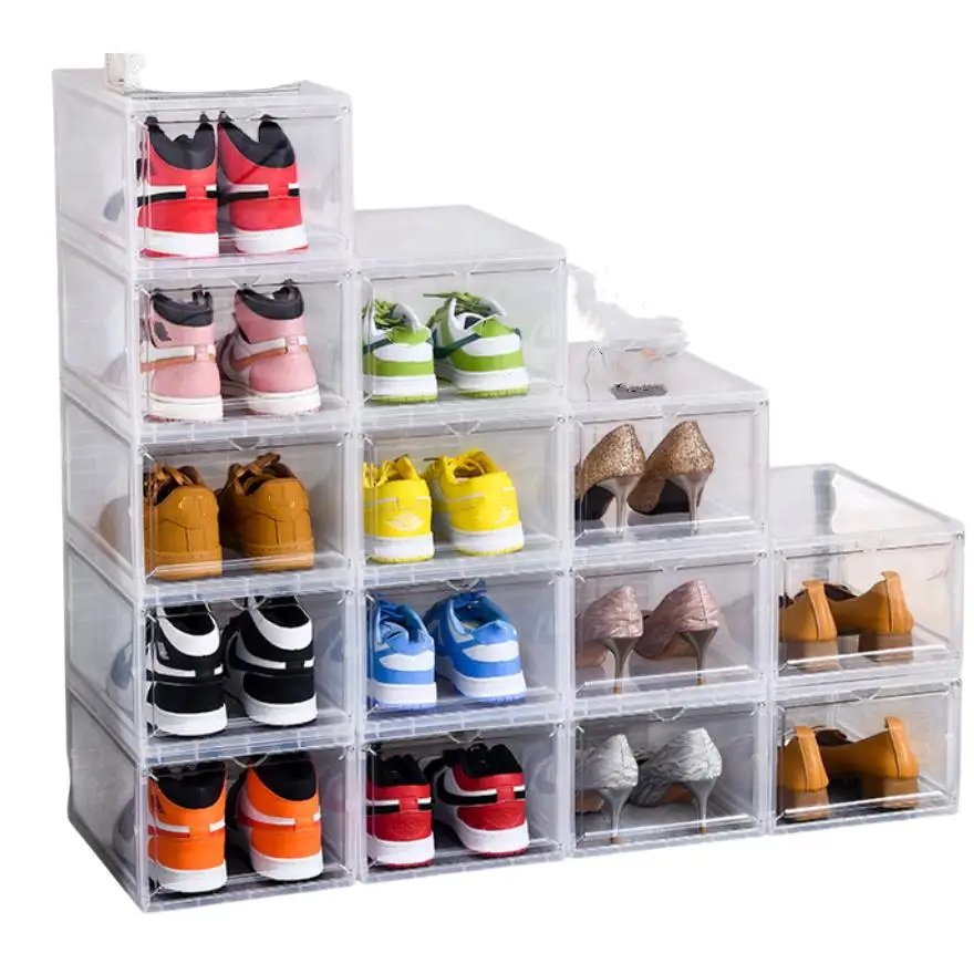 Zapatero plegable para el hogar, caja zapatos ,caja plastico cajone caja de almacenamiento de plástico transparente, organizador de zapatos, Zapatero de almacenamiento para zapatos de baloncesto,