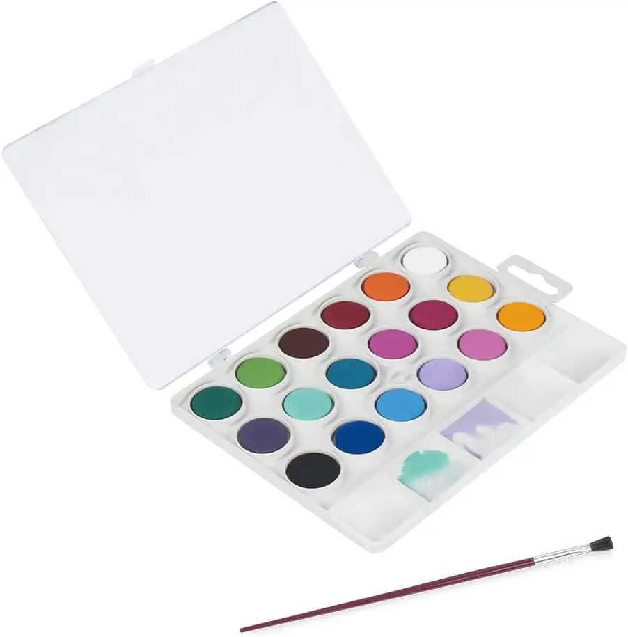 Jovi school waterel set - up to 24 colors ideal for school use or starting in the watercolor art - includes gift brush - plastic case