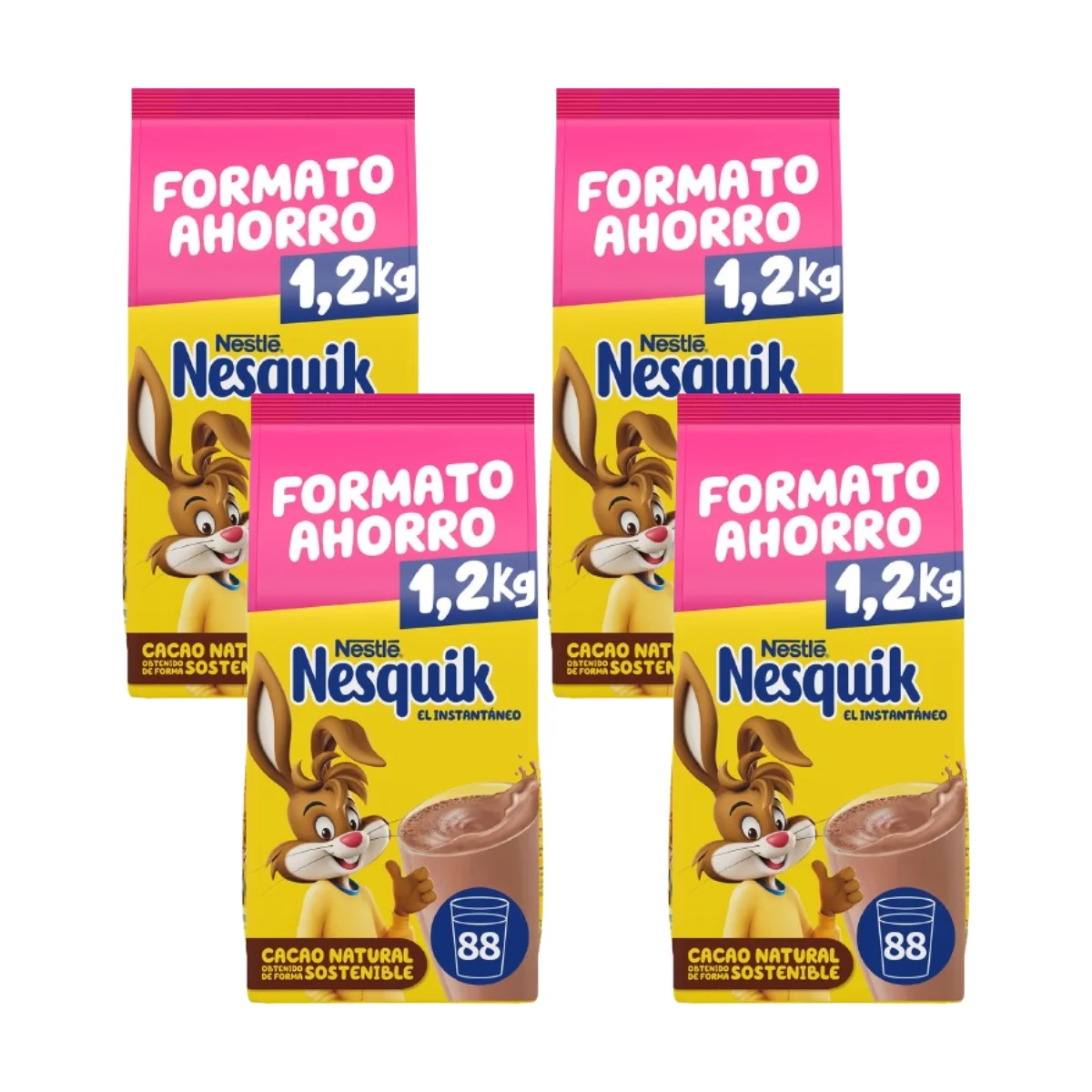 4,8kg - NESQUIK Cacao Instantáneo Sin Gluten - 4 bolsas de 1,2Kg