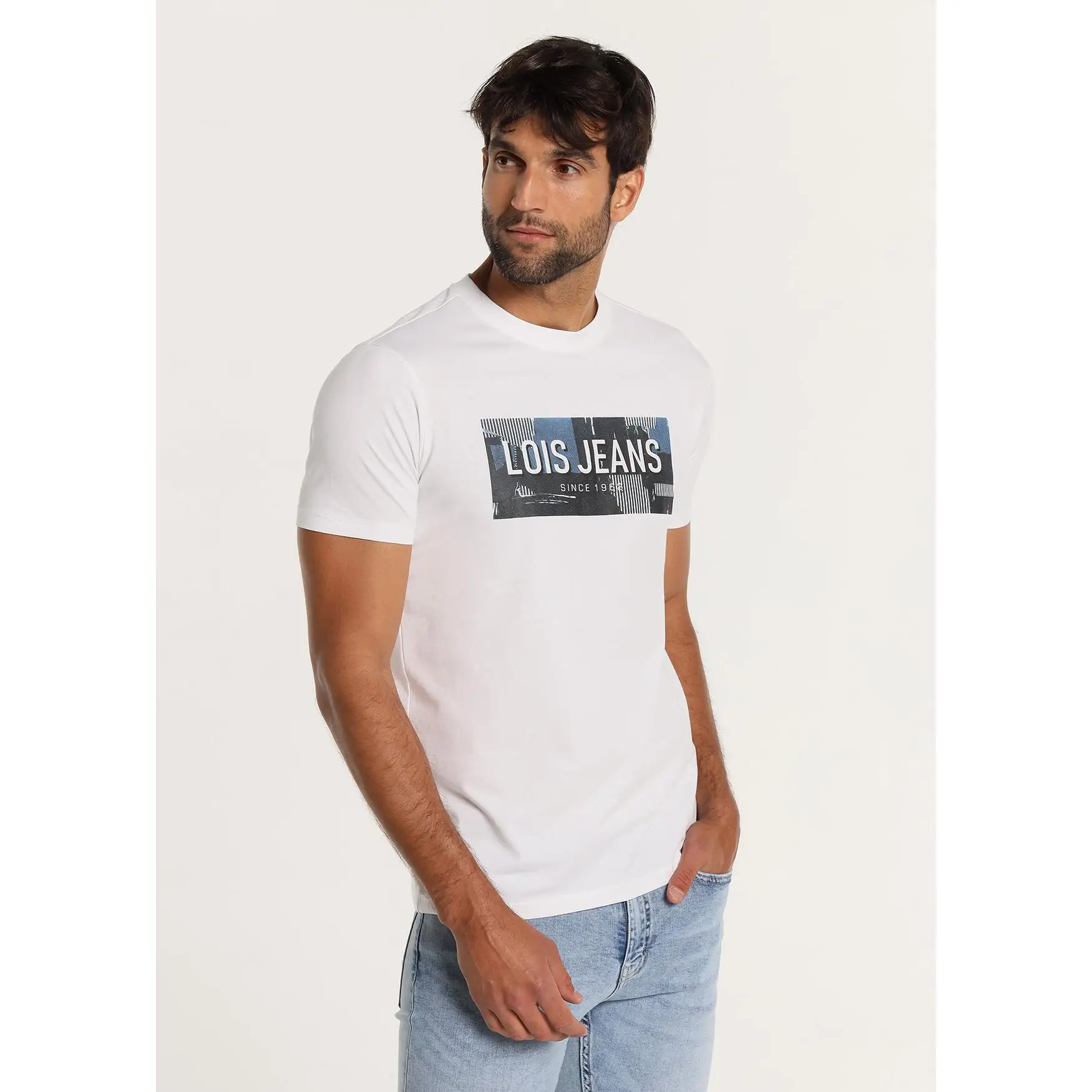 LOIS JEANS - Camiseta de manga corta con grafica patchwork