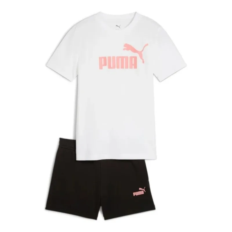Conjunto Camiseta Blanca + Bermuda Negra Puma-ess No.1 Logo Tee And Shorts Set G-686307-02-blanco Niña