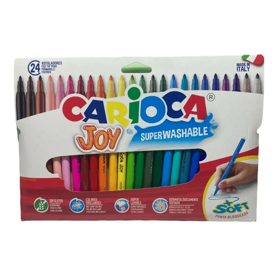 CARIOCA JOY SUPERWASHABLE 24 PCs bag-bright colors IDEAL for light and COLOR to your drawings-recyclable 100%