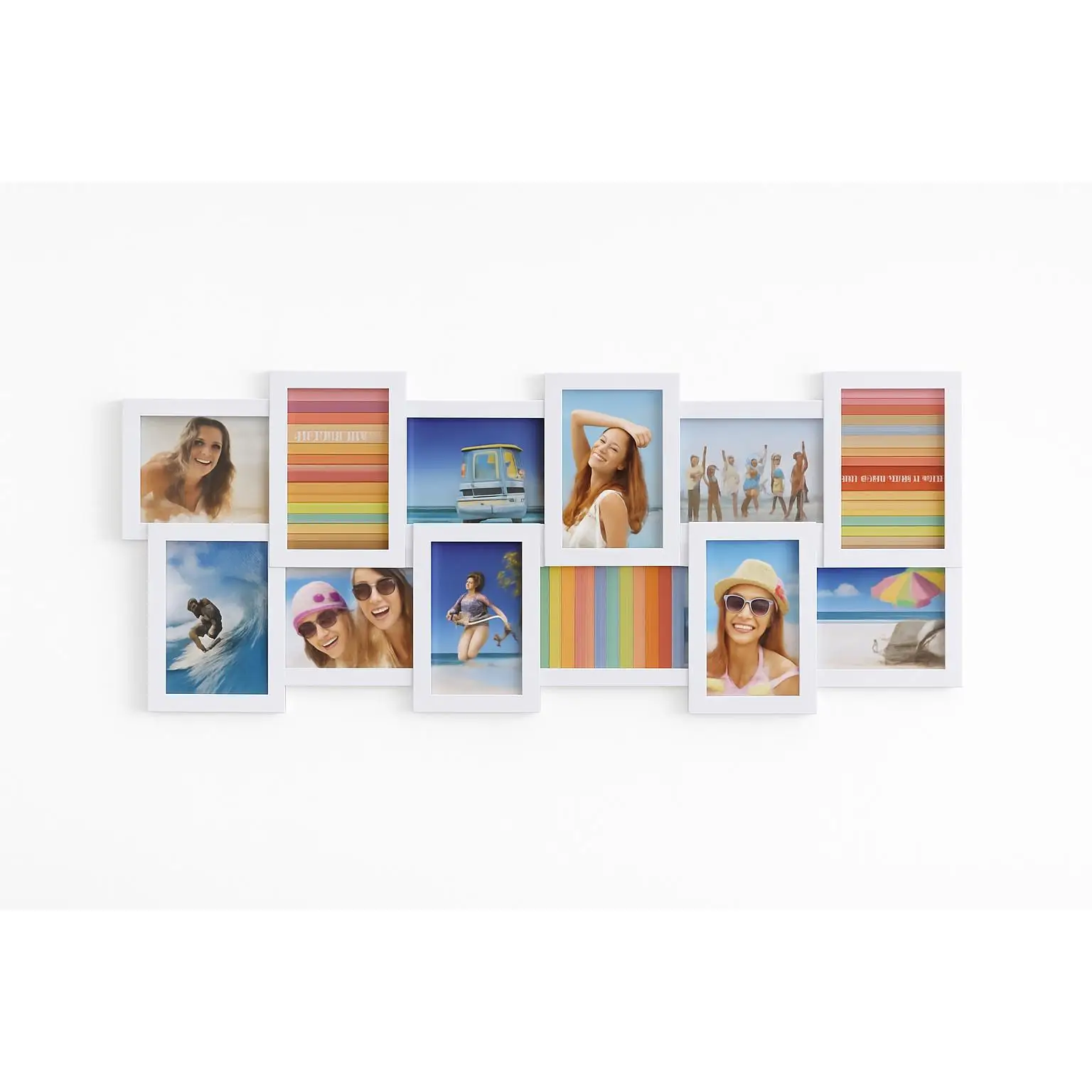 Gissed-Marco de Fotos Múltiple Blanco – 29 x 29 x 2 cm – Collage Decorativo para 12 Imágenes