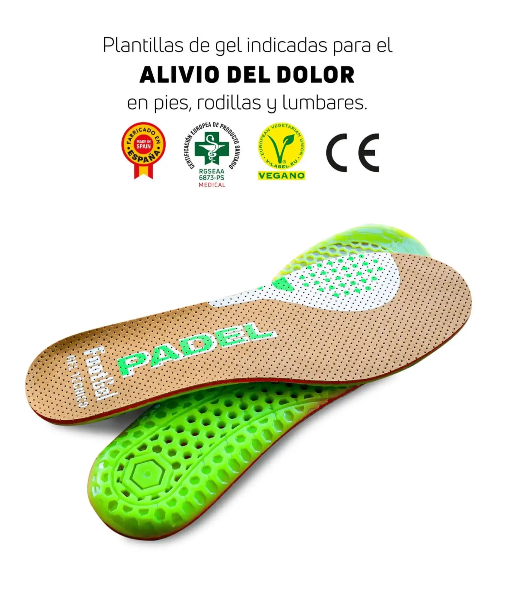 Footgel PADEL insole, suitable for relieving and preventing pain in the chain of impacts of PADEL players, children and adults, adaptable to any Slipper