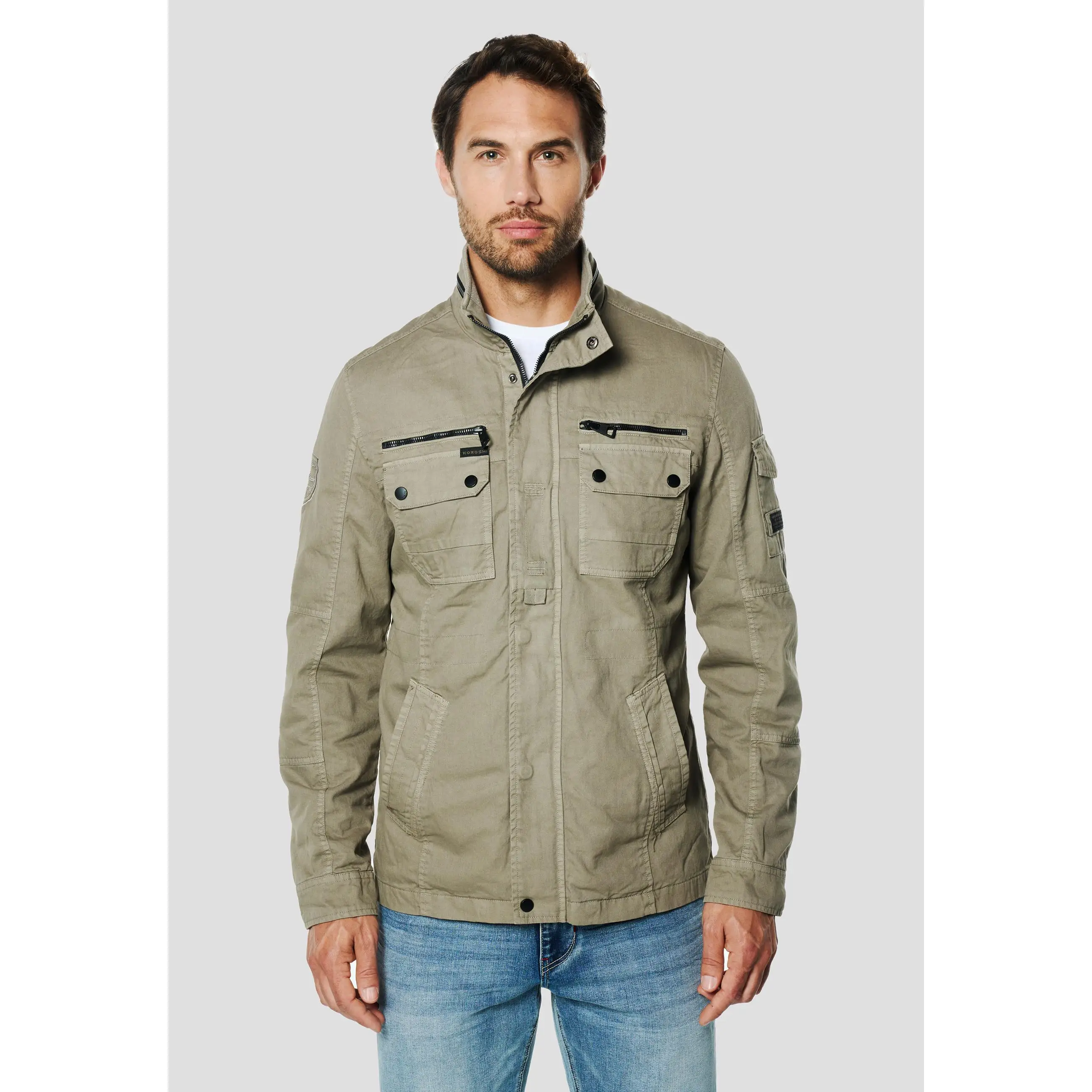 Koroshi Chaqueta Hombre Algodón Estilo Field Multibolsillos – Koroshi 2611JA21