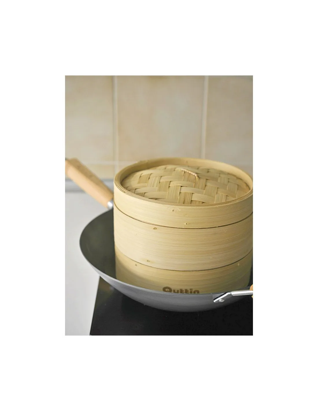 Starley-Steamer Quttin Bamboo with Lid, 2 Tier, Steam Basket for dim sum, Rice, Vegetable, Meat, Traditional Steaming Bowl