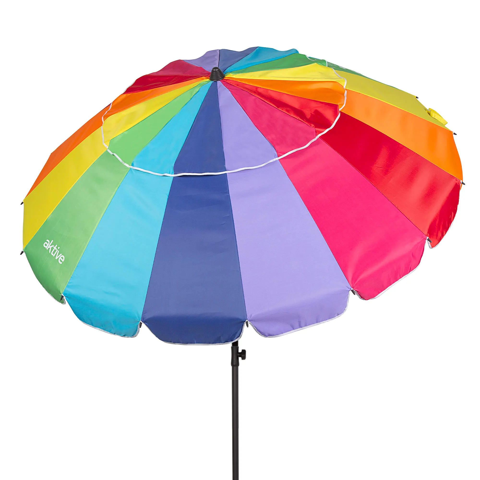 Aktive - Sombrilla playa antiviento 220 cm o 240 cm, Max Air, multicolor, superresistente, poliéster con protección UV50 y revestimiento plateado, 16 varillas fibra de vidrio, mástil aluminio