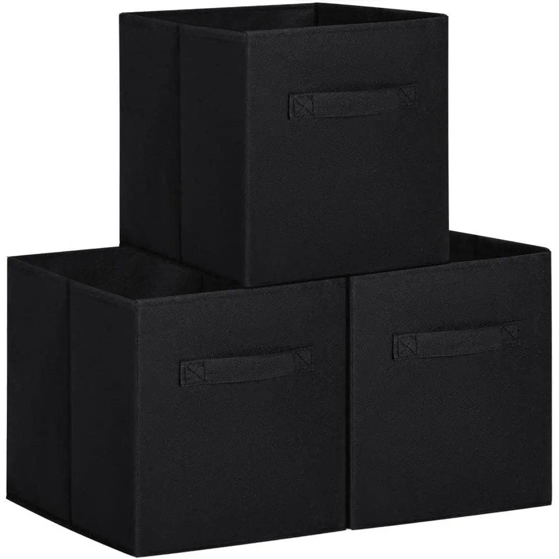 T-Lovendo - Juego de 3 Cajas de Almacenamiento Plegables, Cesta con 2 Asas, Cofre de Tela para Guardar Mantas y Ropa - Organizador para Dormitorio y Salón