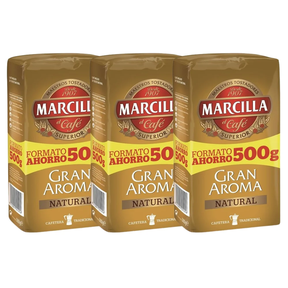 Pack de 3 Marcilla molido Gran Aroma Natural, Formato Ahorro 500 gramos