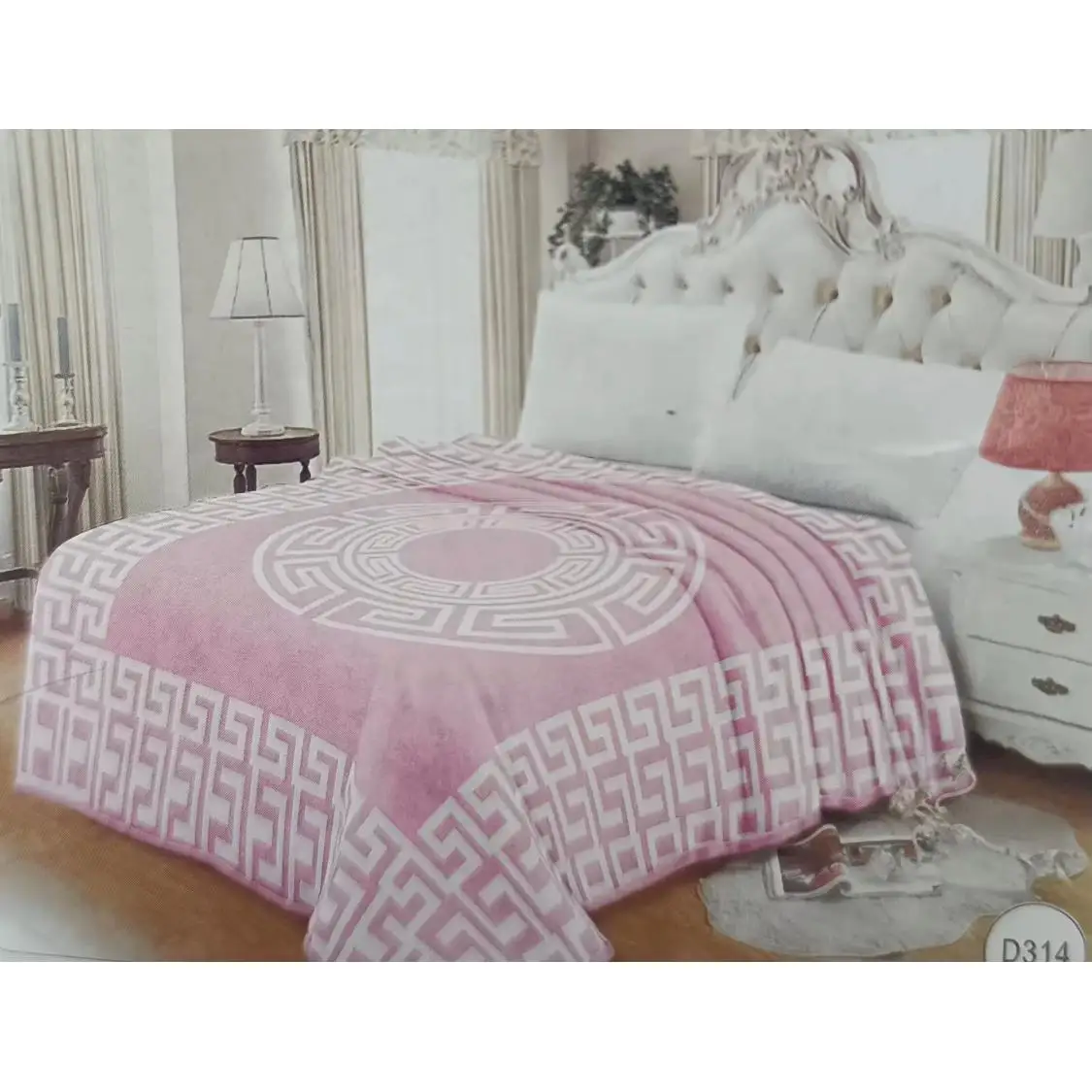 Manta Terciopelo versac Rosa 100% poliéster   200x240cm para cama 135/150cm