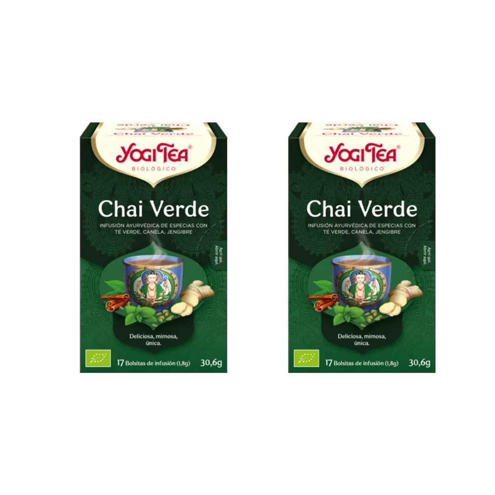 Té Chai Verde  Packs 2  Respiración de fuego  17 bolsitas de infusión  YogiTea
