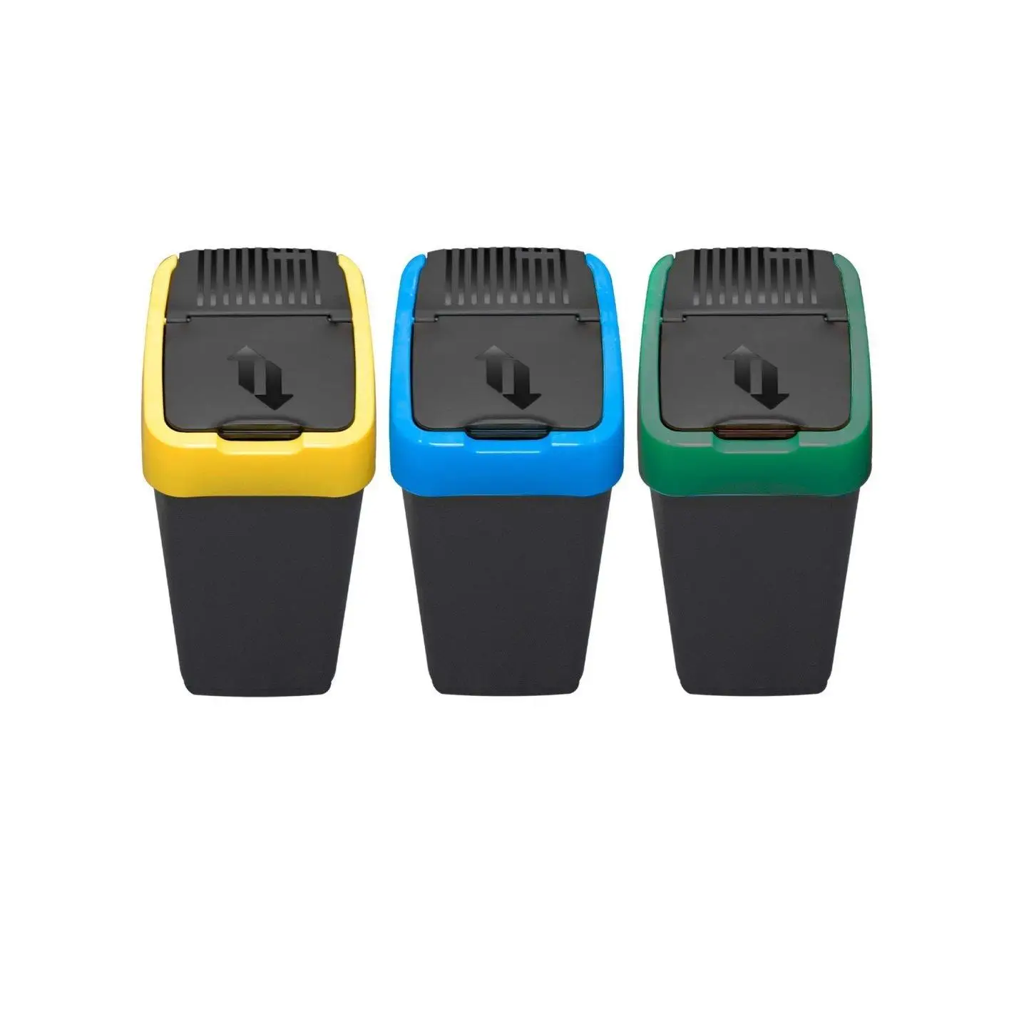 Cubo Basura de Reciclaje Pack 3 Cubos de 18L y 25L con Tapa básculante de Plástico | Papelera para Reciclar