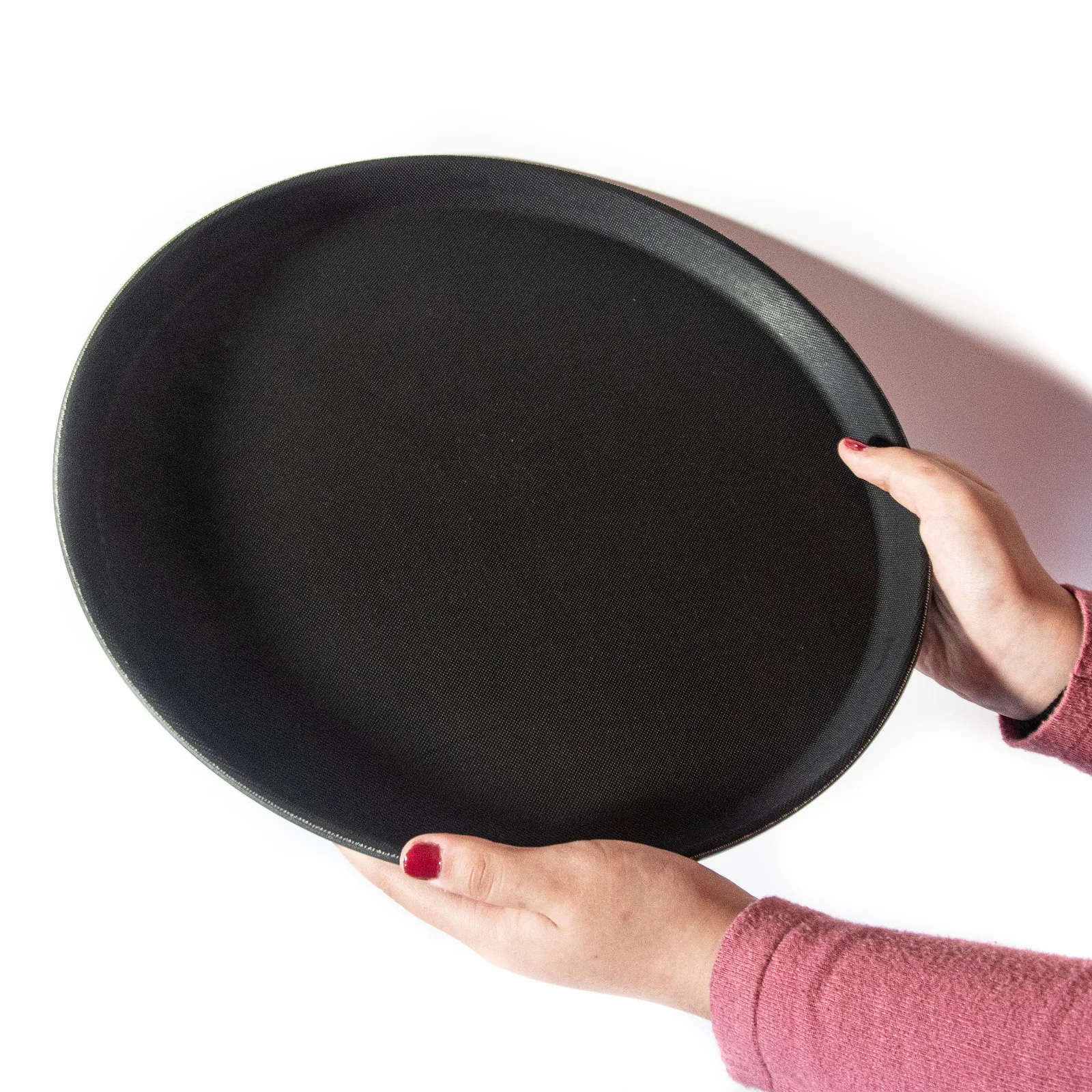 Round Non-Slip Plastic Tray for Hospitality by PAWOPA, perfect for serving in bars and restaurants, stackable, easy to clean with soap or dishwasher, designed for hot and cold items, and made from high-quality material.