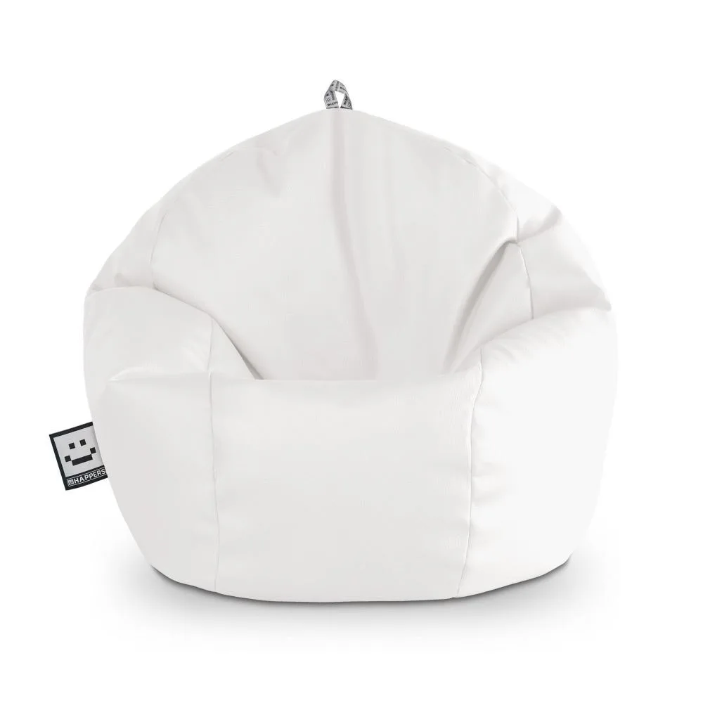 Puff Pelota Polipiel Blanco HAPPERS - Cómodo, ligero y resistente. Make it Happers®