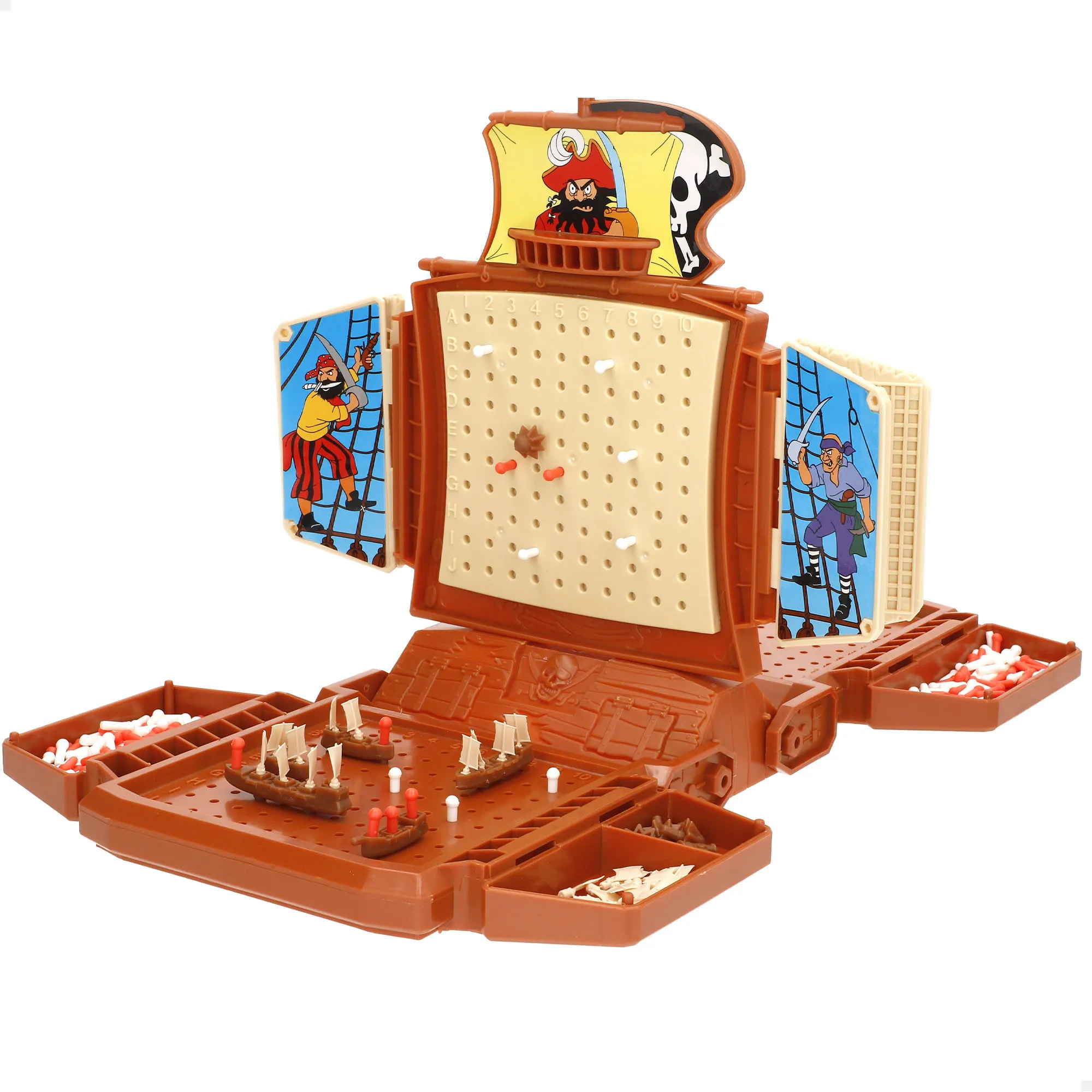 Sink the Fleet Pirate Edition CB Games - Classic board game for 2 players aged 6+, featuring a compact and portable foldable board (25x37x24 cm), includes ships and markers, promotes strategy and logic development, perfect for family fun.