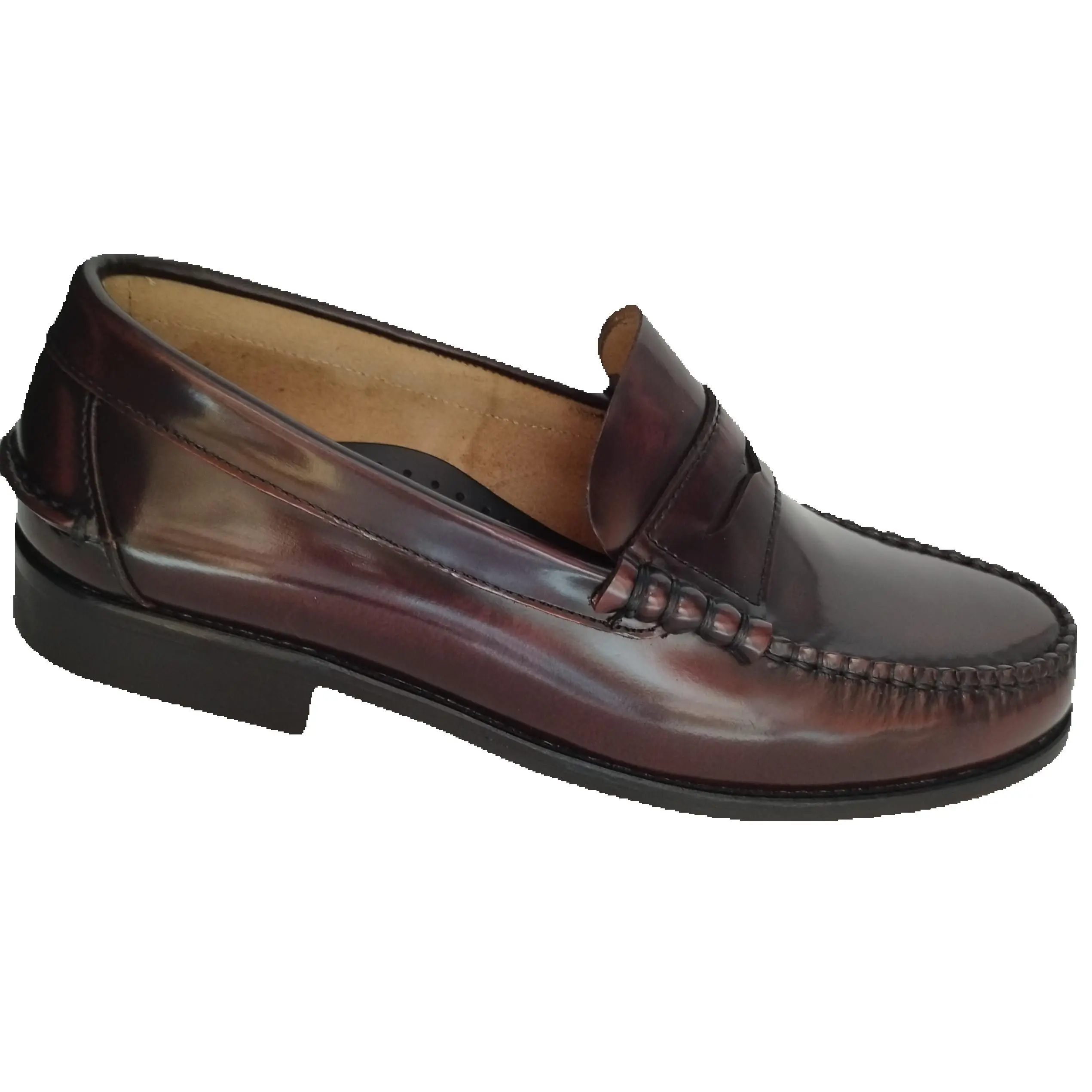 Castellano -marca Pepe Castilla -mº925-Piel -fabricado  en España -Suela de cuero -Color Burdeo-Elegante y flexible.