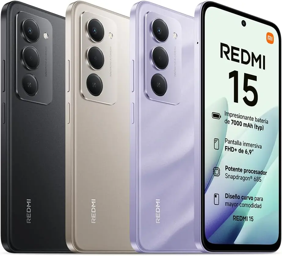 Xiaomi redmi 15 4g 8+256gb smartphone – 7000mah battery |   6.9" fhd+ 120hz screen |   Snapdragon 685 |   50mp dual camera |   33w fast charge |   Quad-curve design |   Charger not included