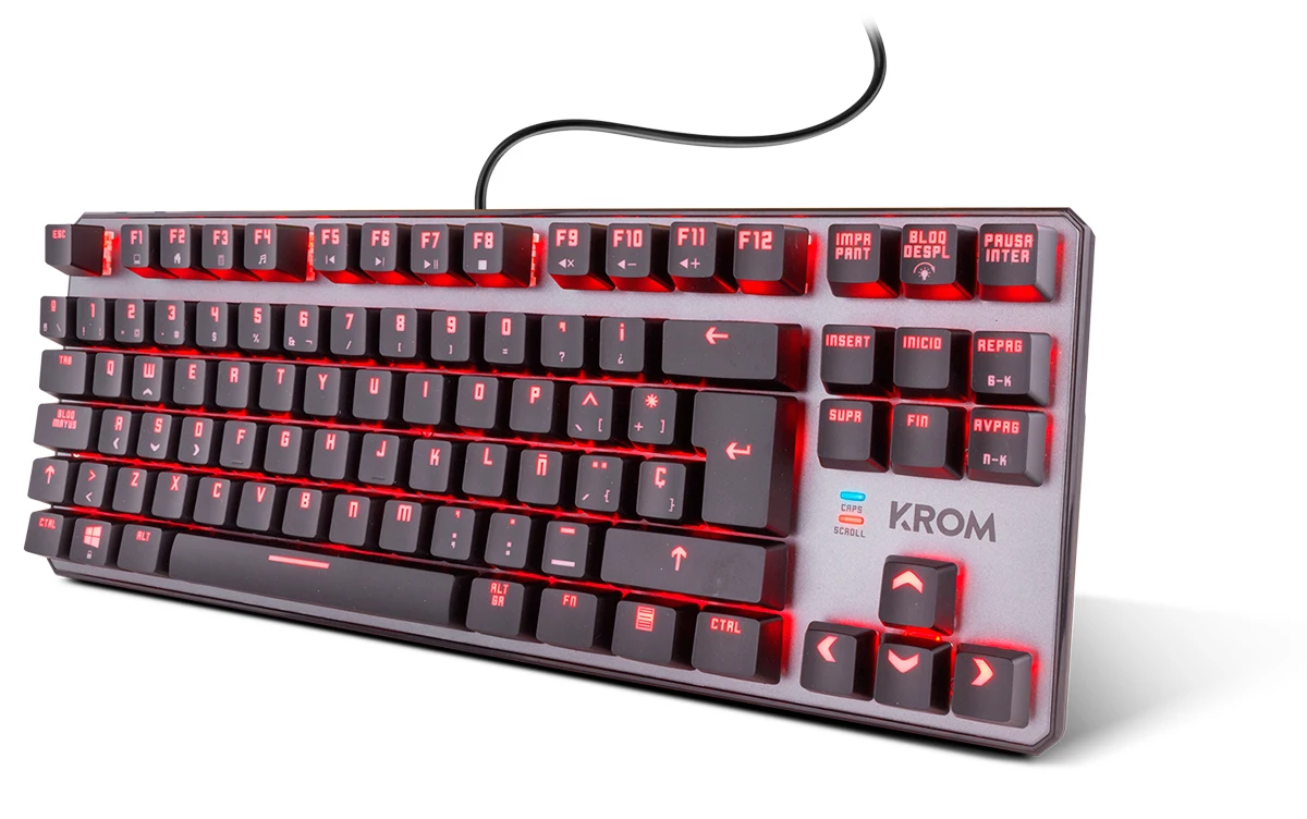KROM KERNEL TKL Mechanical Gaming Keyboard, no numeric keyboard, RGB LED lighting, silent, Spanish Layout